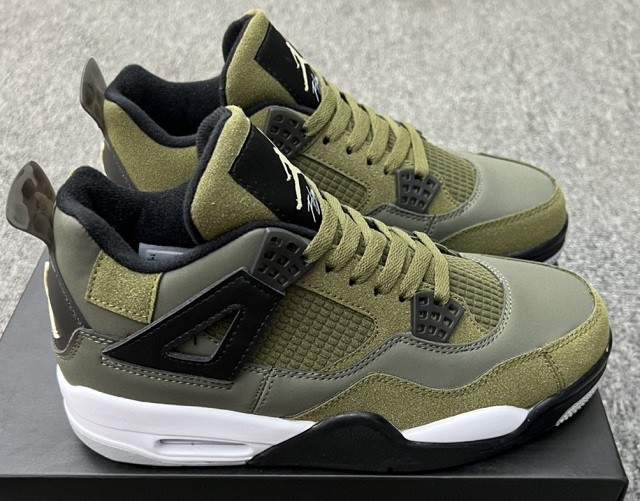 Women Air Jordan 4 Cement Olive Canvas